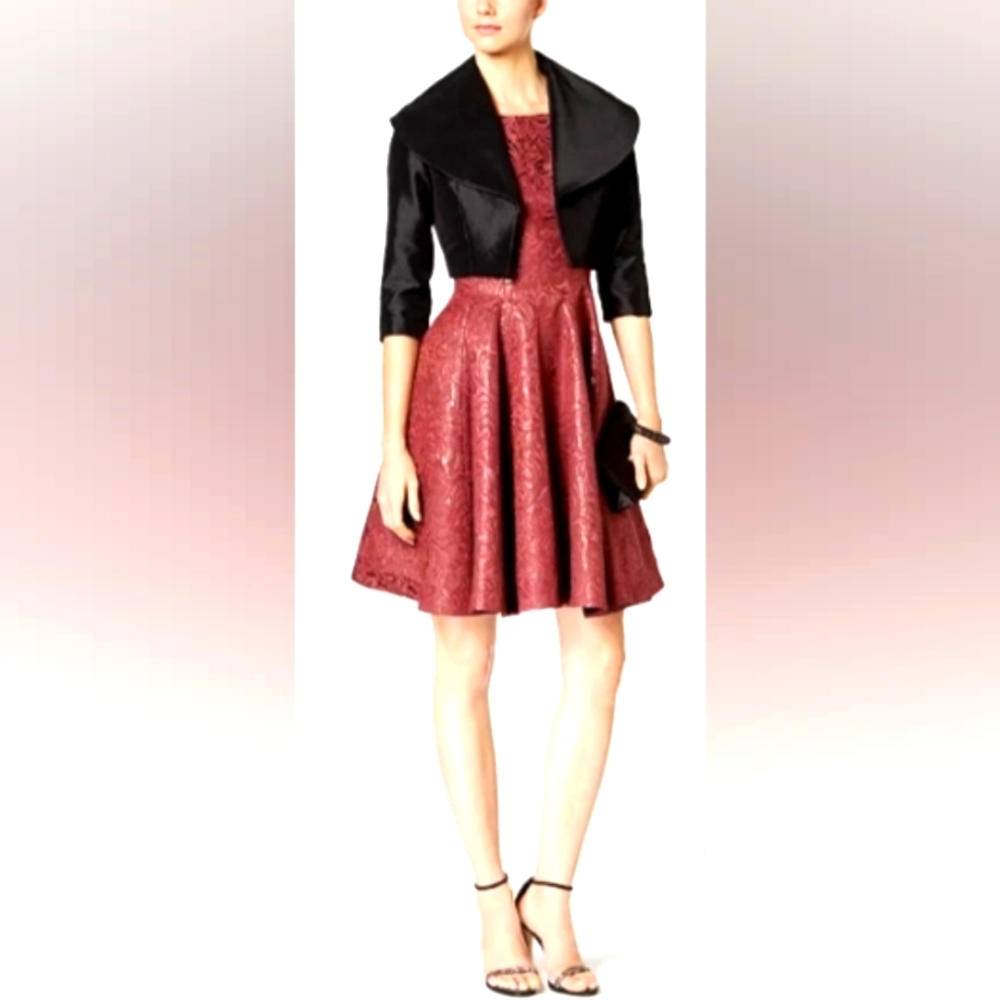 b michael America Red Collection Taffeta Topper Jacket Bolero Size 10 / 12